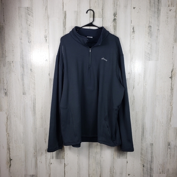 Mens ASICS dark gray quarter zip sweater size 2XLT - Picture 10 of 10